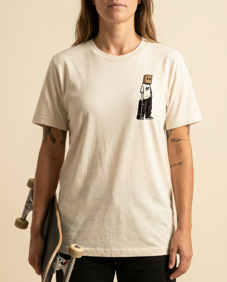 Box Head Arc Line Tee — Natural — Front view