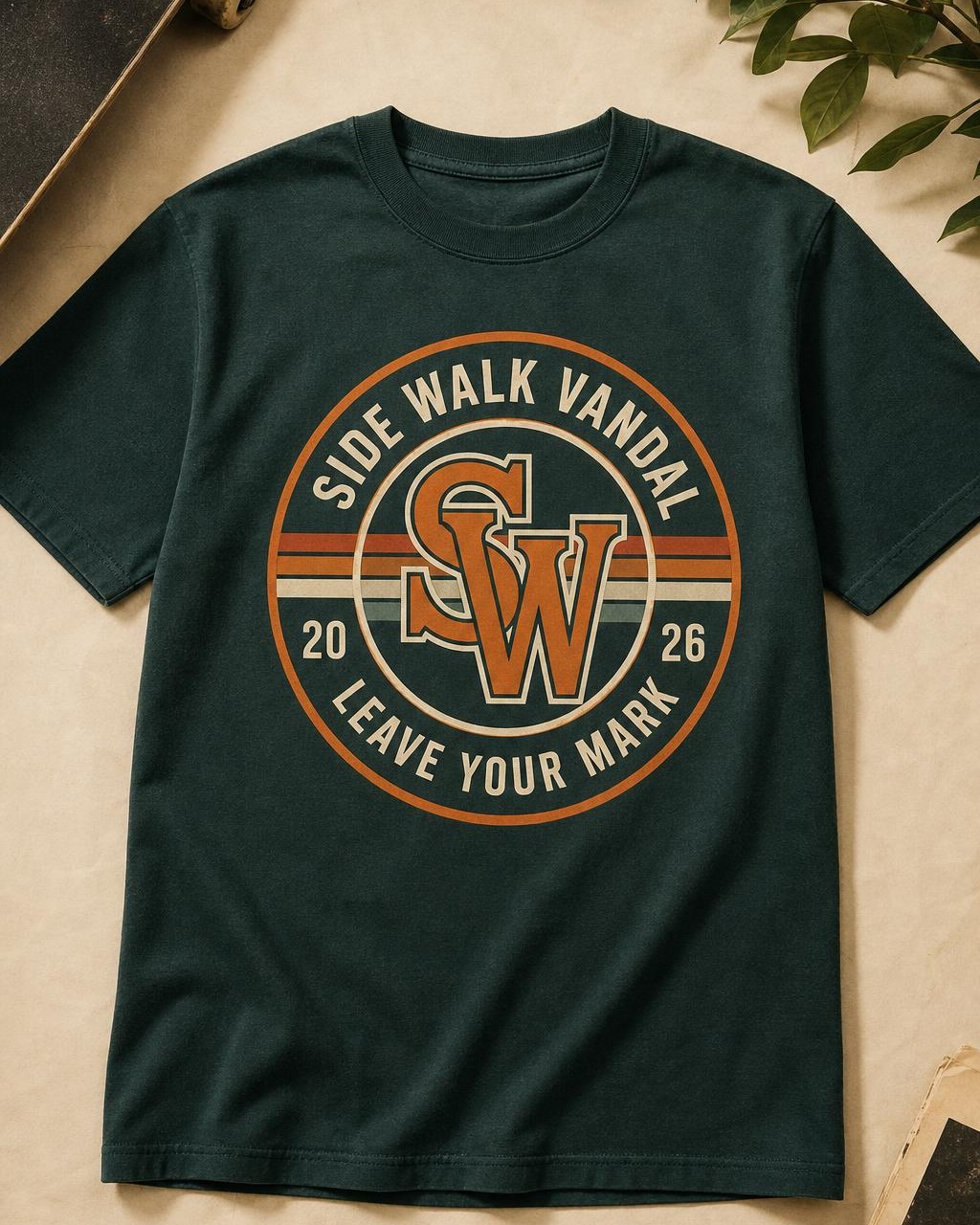 SW Monogram Badge Tee — Heather Deep Teal
