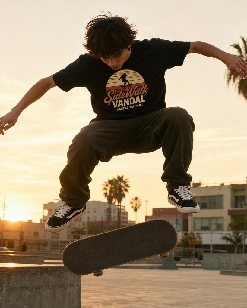 Sunset Skater Tee — Black