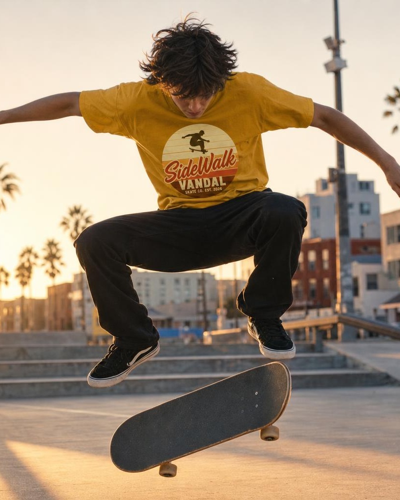 Sunset Skater Tee — Mustard