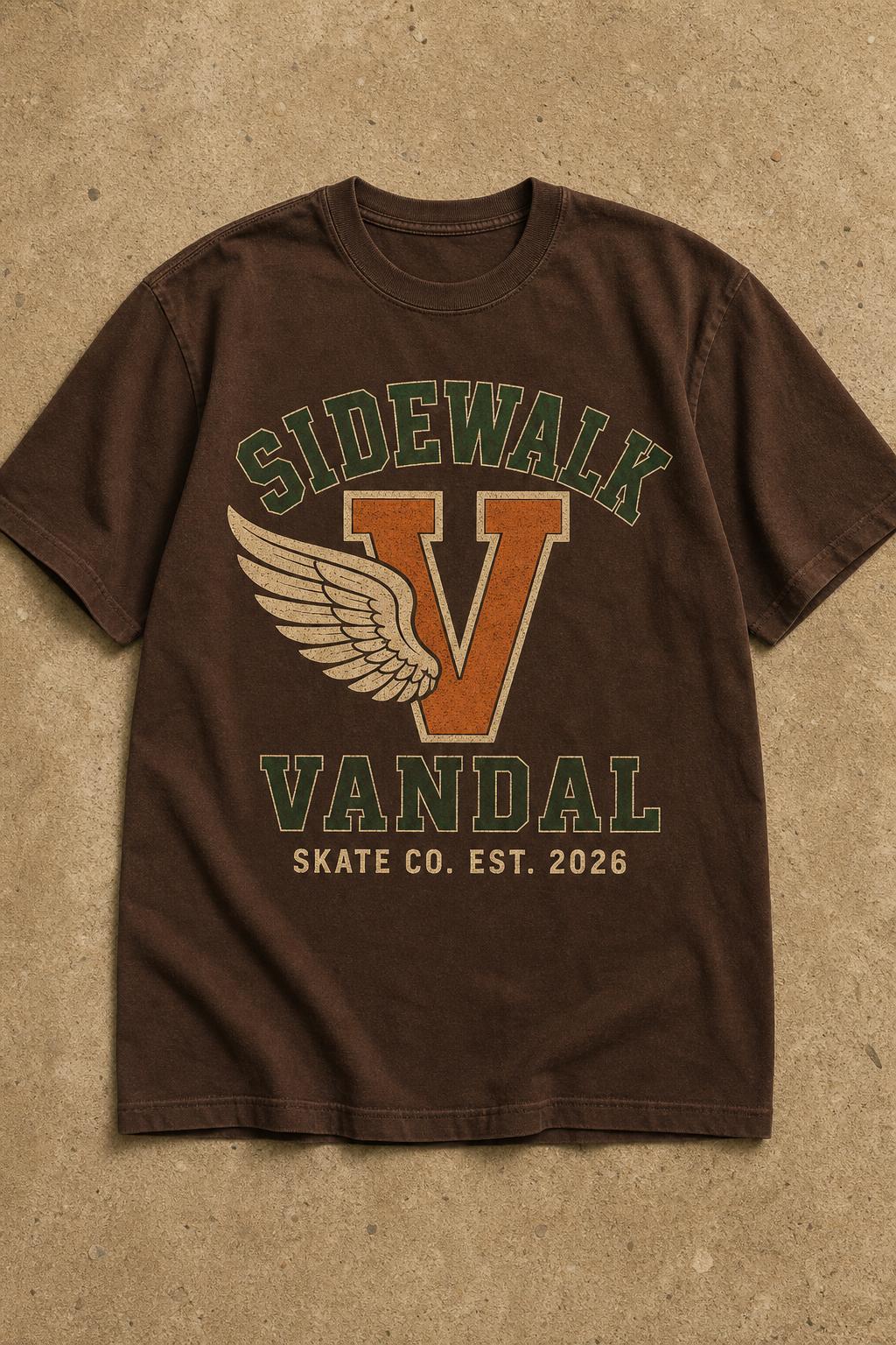 Varsity Wing V Tee — Chocolate