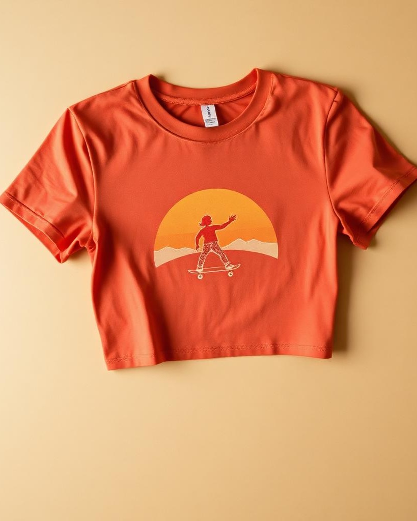 Sunset Skater Crop Tee — Autumn — front view